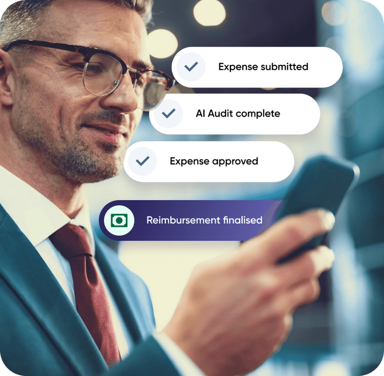 Reimbursements men with his phone header